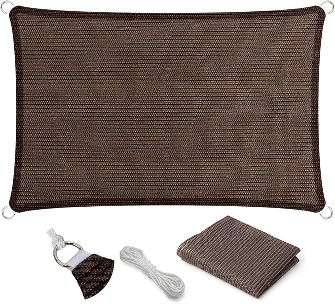 Eden's Decor Straight Flat-Edged Sun Shade Sail Rectangular 5' x 11' Brown UV-Blocking Outdoor Canopy Fabric Cloth Awning for Pergola Patio Garden Backyard Custom Size