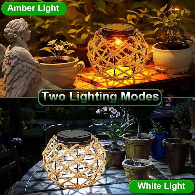 JSOT Solar Hanging Lights - Outdoor Lanterns Solar Light for Outside Hanging Lanterns Decorative Gifts for Women Front Porch Patio Yard Garden Tree Warm White 1 Pack