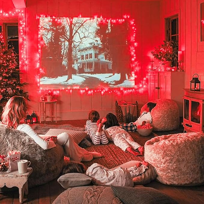 JMEXSUSS Red Christmas Lights Clear Wire, 66ft 200 LED Red Christmas String Lights Outdoor Indoor Plug in, 8 Modes Red String Twinkle Fairy Lights for Room Party Tree Decorations