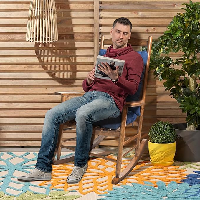 Indoor Outdoor Seat Cushion, 1 Pack Wicker Chair Cushion, Garden Rocking Chair Pad for Patio Garden Grey