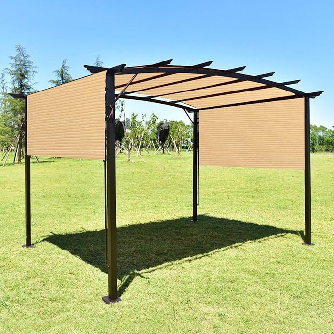 Eden's Decor Straight Flat-Edged Sun Shade Sail Rectangular 8' x 12' Beige UV-Blocking Outdoor Canopy Fabric Cloth Awning for Pergola Patio Garden Backyard Custom Size