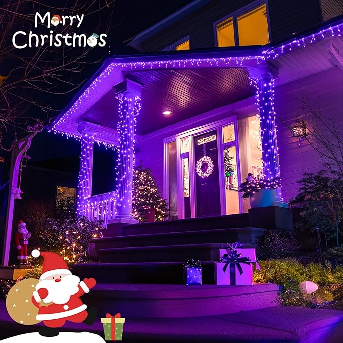 JMEXSUSS 400 LED Halloween Lights, 8 Modes Purple String Lights Indoor,132ft Purple Lights Outdoor Waterproof for Halloween, Christmas,Party,Xmas Tree Lights Decor, EXS-S-0400-R