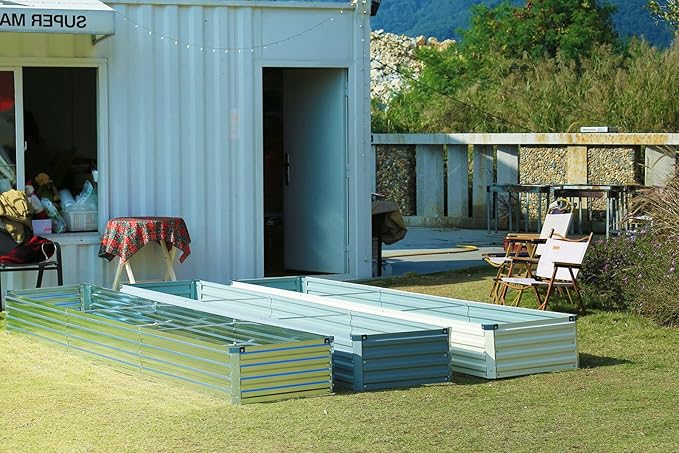 12x2x1.5FT Galvanized Raised Garden Beds Kit Large Outdoor Metal Gardening Planter Box for Vegetable Elevated Flower Herbs, Silver