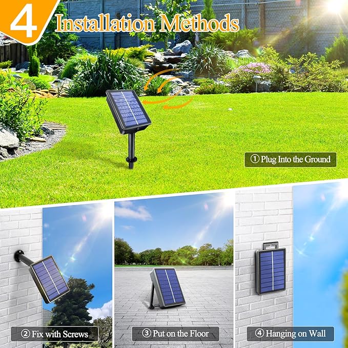 Ollny Solar String Lights Outdoor, 2 Pack Total 198FT 600LED Solar Fairy Lights, 8 Modes IP67 Waterproof for Outside Yard Garden Patio Xmas Party, Warm White