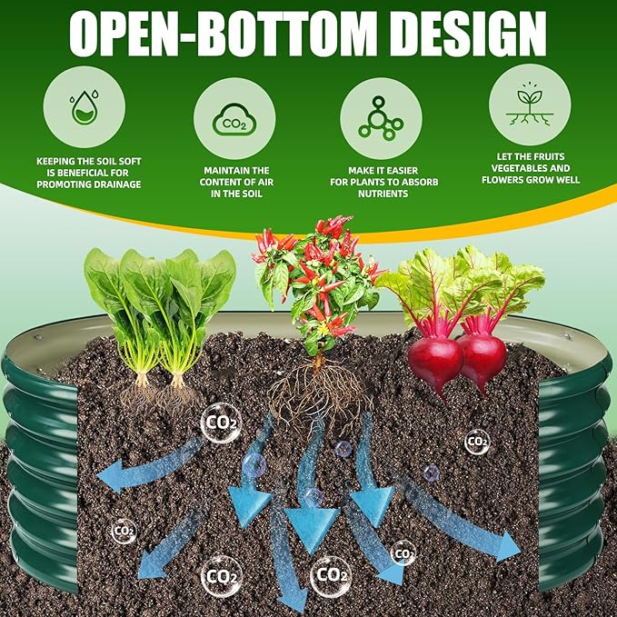 17" Tall Elevated Oval Metal Raised Garden Bed - 4ft x 2ft in Size and 0.8MM Thick Durable Planter Bed/Box for Vegetables Flowers Succulent at Patio/Garden Outdoor (Dark Green, 4X2X1.4 FT)