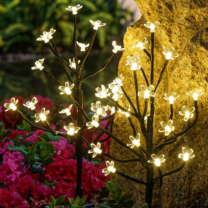 Solar Garden Lights Outdoor,Waterproof Outdoor Solar Lights for Outside Decorative 6Pack, 120Led Solar Flowers Garden Decor, for Yard Pathway,Lawn,Patio Fairy Decorations Gardening Gifts