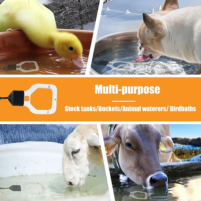 Kardeep 500W Bird Bath Heater, Cast Aluminum Submergible Stock Tank Heater De-icer Thermostatic Control Chicken Water Heater, Bird Bath Deicer for Winter Livestock