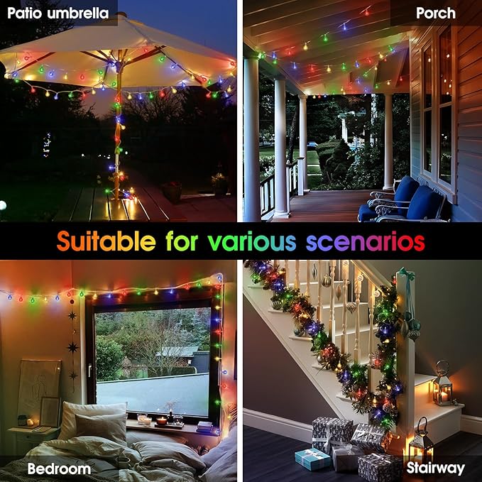 22.9ft 70LED Globe String Lights Outdoor, Crystal Fairy Light IP44 Waterproof Outdoor Hanging Decorative Lights for Home Tent Patio Garden Party Wedding Decor