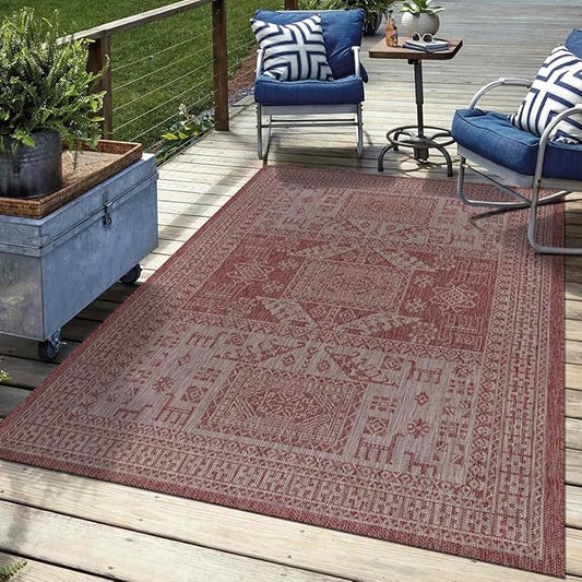 Keen Home Design Terrace Outdoor Area Rug - 4x6 Washable Indoor/Outdoor Rug for Patio, Kitchen, Balcony, Beach, Garden, Deck and Porch, Size: 3'10"x5'7"