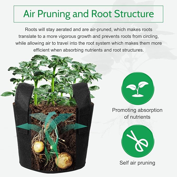 JERIA 12-Pack 20 Gallon, Vegetable/Flower/Plant Grow Bags, Aeration Fabric Pots with Handles (Black), Come with 12 Pcs Plant Labels