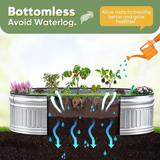 KING BIRD Raised Garden Bed Kit 2025 Upgraded Modular DIY Galvanized Planter Garden Box Outdoor for Gardening, Vegetables, Flowers, Elegant Roman Column Design, 47x24x12 in, Silver