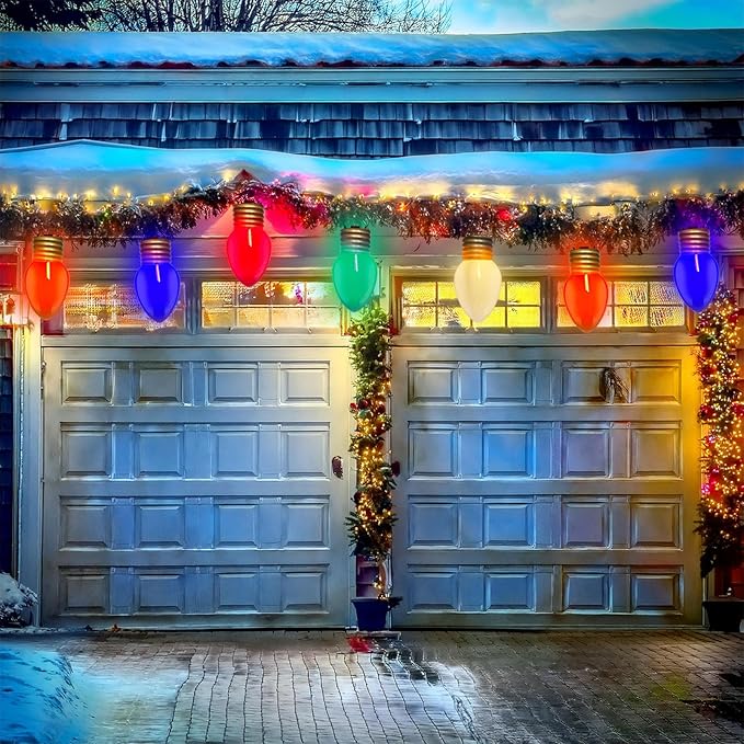 Jumbo Multicolor Christmas String Lights Outdoor, 16FT Large Christmas Hanging Lights with 10 5'' LED C9 Large Multicolor Bulbs, Hanging Christmas Decorations Outdoor Lights for Home Roof Yard Garden