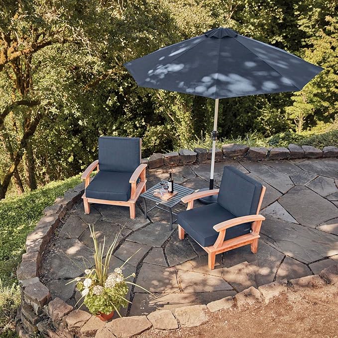 Classic Accessories Montlake Water-Resistant 23 x 20 x 4 Inch Patio Lounge Back Cushion, Heather Indigo Blue, Outdoor Loveseat Cushions