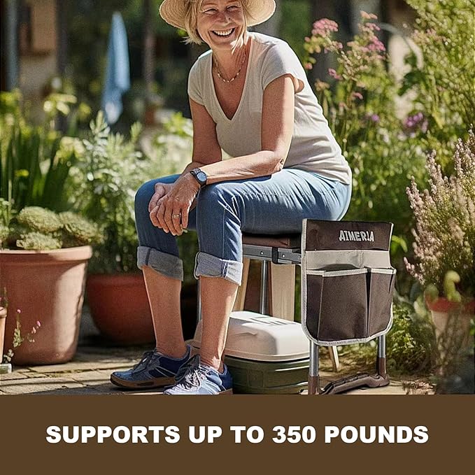 K5 Foldable Kneeler Seat - Heavy Duty (Detachable Cloud Kneeler Pad) - Garden Stool - 2 Large Tool Bags - Portable Bench for Indoor & Outdoor