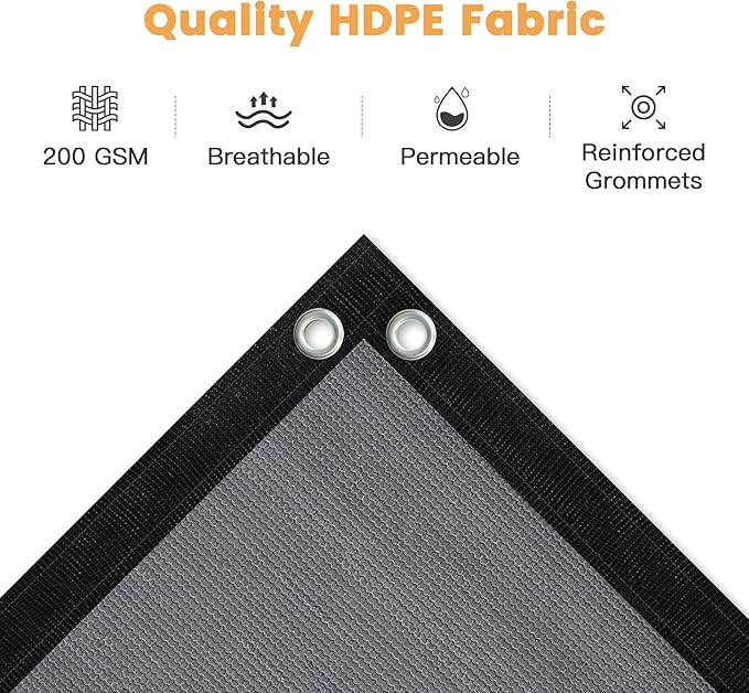 VICLLAX Shade Fabric Sun Shade Cloth with Every 2 FT Grommets for Patio Garden Pergola Cover Canopy 5x16 FT, Grey