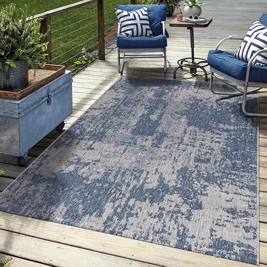 Keen Home Design Terrace Outdoor Area Rug - 10x14 Washable Indoor/Outdoor Rug for Patio, Kitchen, Balcony, Beach, Garden, Deck and Porch, Size: 10'x14'