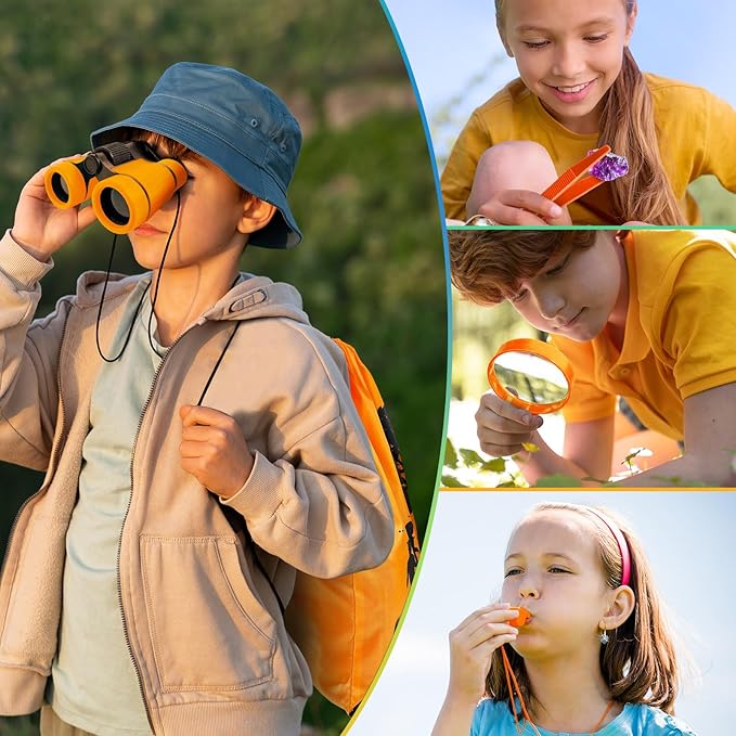 Kids Explorer Kit & Bug Catcher Kit, Camping Gear for Kids, Outdoor Exploration Set with Backpack & Binoculars, Ideal Outdoor Adventure Toys for Boys Girls 3-12