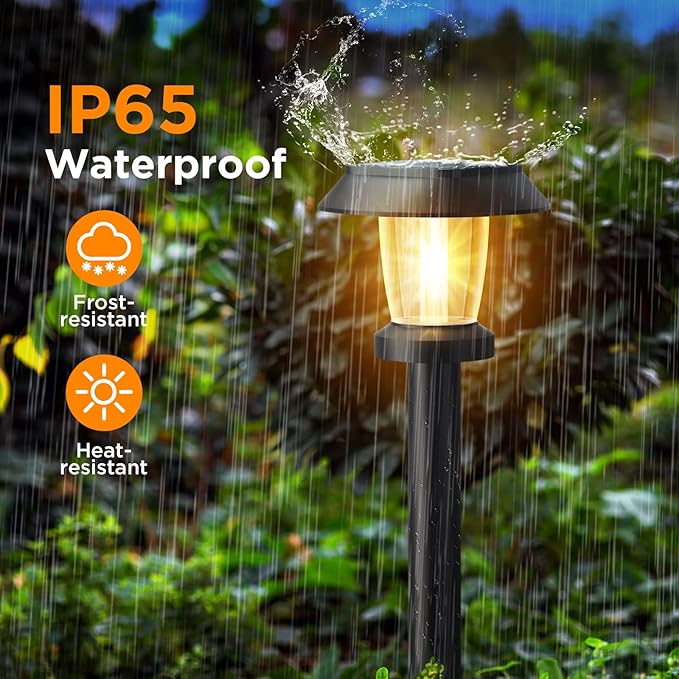 Solar Pathway Lights Outdoor - 8 Pack Solar Powered Garden Lights Waterproof, Decor Landscape Lighting with Three Lighting Modes for Yard, Lawn, Walkway, Driveway, Warm White