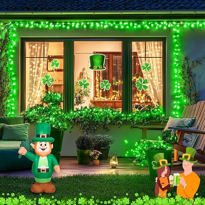 JMEXSUSS 100 LED Green Lights for St Patrick’s Day, 2 Pack Green Solar Lights Outdoor for St Patrick’ Day Decoration Tree Garden Patio Yard