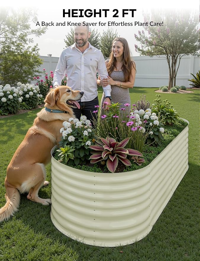 2 Pcs Raised Garden Beds Outdoor 6x3x2ft - Galvanized Steel Planter Box for Vegetables, Flowers, Rust-Resistant Garden Box, Easy Assembly Raised Beds, Durable Planters for Outdoor Plants, Beige