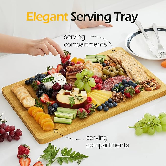 Kitchen Essentials Natural Bamboo Cutting Board XL With Durable, Knife-Friendly Surface & Deep Juice Groove – Perfect For BBQ(Pre Oiled, Natural)