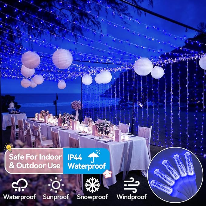 Heceltt 360 LED 118 FT String Lights Outdoor, 8 Modes Easter Lights Plug in, IP44 Waterproof Led String Lights with Timer and Memory for Easter Yard Party Garden Decorations (Blue)