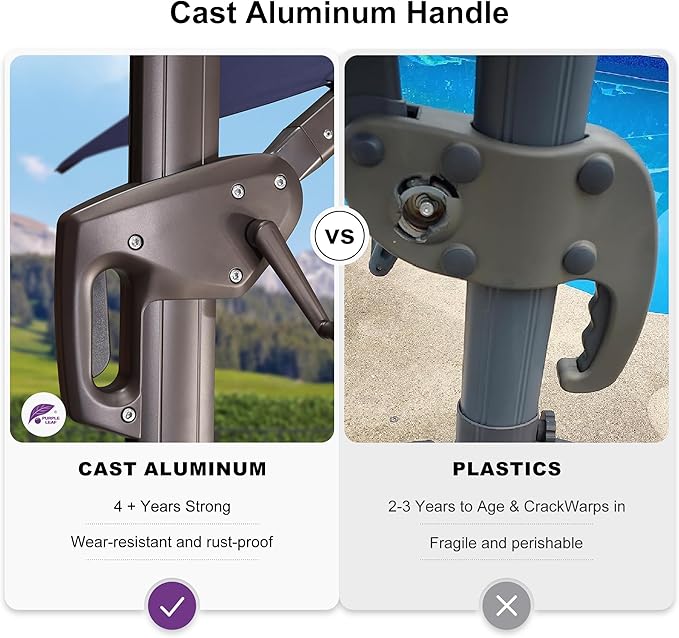 PURPLE LEAF 9 Feet Patio Umbrella Square Cantilever Umbrella Outdoor with 360° Rotation and Aluminum Offset Hanging for Pool Deck Garden Backyard, Turquoise