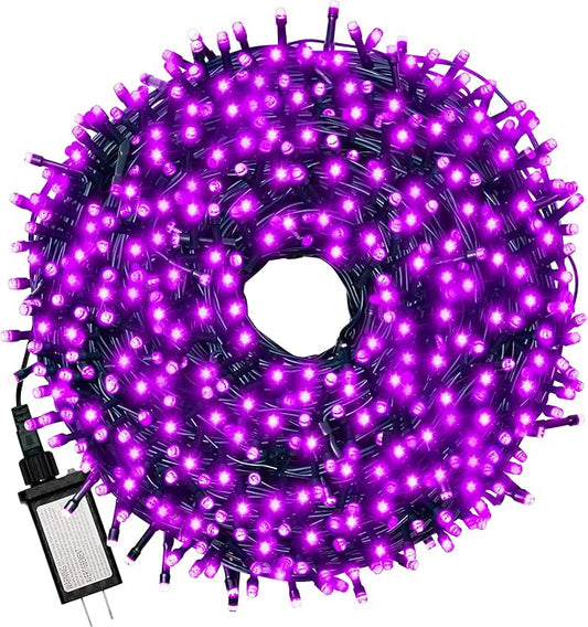 200 LEDs 73ft Green Cable Wire Low Voltage Fairy String Tree Twinkle Lights 12 Modes for Christmas Party, Halloween, Outdoor, Garden, Wedding, Home Decoration (Purple)