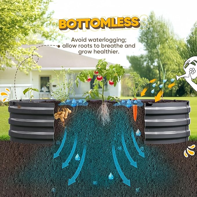 KING BIRD Raised Garden Bed Kit 2025 Upgraded 10-Minute Assembly Galvanized Planter Garden Box Outdoor for Gardening, Vegetables, Flowers, 47x24x12 in, Dark Grey