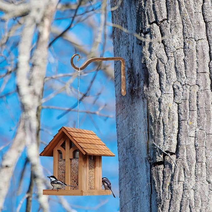 Jardim 2 Pack 6 Inch Premium Decorative Metal Iron Wall Hook, Indoor Outdoor Plant Hanger, Rustic Hanging Gardening Bracket Hook, for Planters, Bird Feeders, Lanterns, Wind Chimes (Coffee)