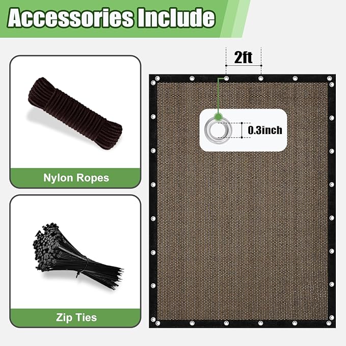 Outdoor 90% Sun Shade Cloth with Grommets, 22 X 24 FT Pergola Shade Cover for Garden Patio Carport Kennel Swimming Pool, Mocha (We Make Custom Size)
