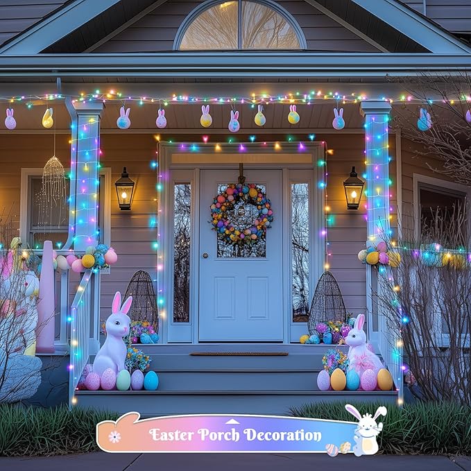 JMEXSUSS 400 LED Easter Lights Indoor Outdoor, 132FT Easter String Lights Plug in, 8 Modes Colorful Christmas Light for Bedroom Party Decorations