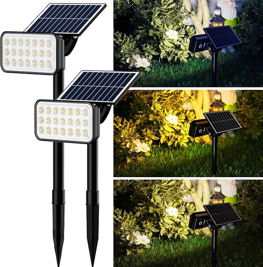 JACKYLED Solar Spot Lights Outdoor, 84 LEDs Solar Lights for Outside with 5 Modes Auto On/Off, IP65 Waterproof Landscape Spotlights for Yard Garden Decorative, Walkway, Driveway, 2 Pack