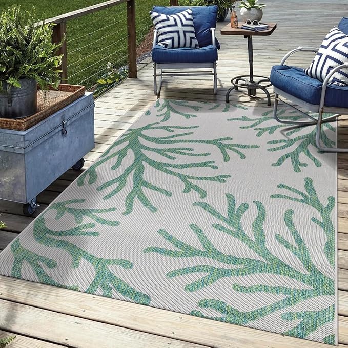 Keen Home Design Terrace Outdoor Area Rug - 4x6 Washable Indoor/Outdoor Rug for Patio, Kitchen, Balcony, Beach, Garden, Deck and Porch, Size: 3'10"x5'7"