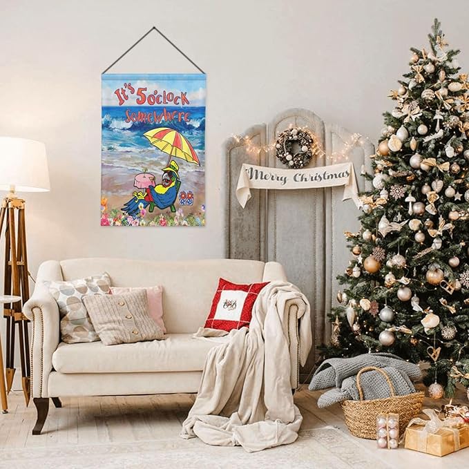 It'S 5 O'Clock Somewhere Garden Flag 12x18 Inch Outdoor Decoration Banner Spring Summer Tropical Beach House Flags Yard Farmhouse Garden Deco Indoor Sign