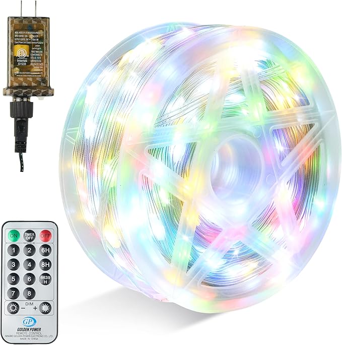 Joiedomi 600 LED Christmas String Lights Outdoor,198FT Multicolor Fairy Light with Remote 8 Modes Timer, Plug in PVC Clear Wire Lighting Decor with Reel for Indoor Dorm Classroom Bedroom Holiday