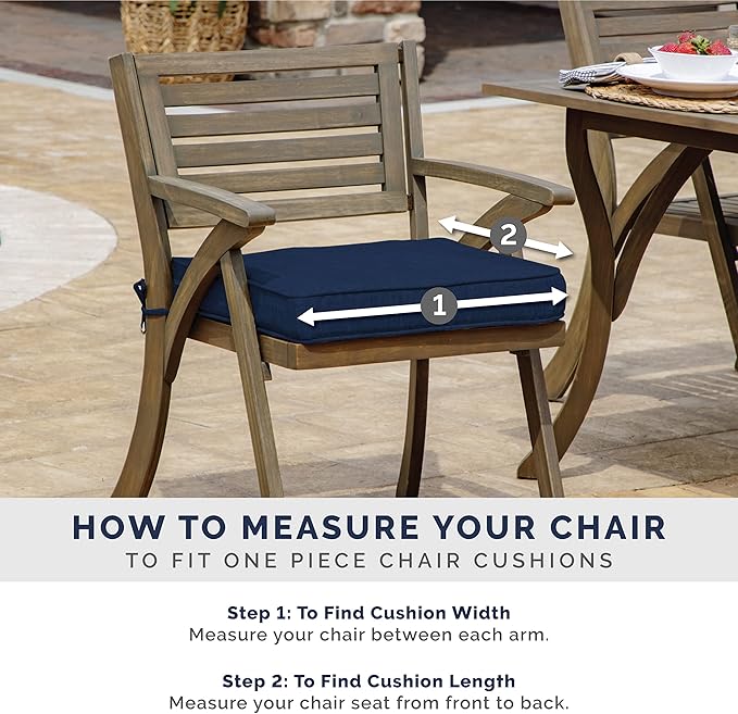 Arden Indoor/Outdoor Seat or Rocking Chair Cushion, 19 x 18, Water Repellent, Rain Proof, Fade Resistant Cushion for Rocking or Dining Chairs Lake Blue Leala