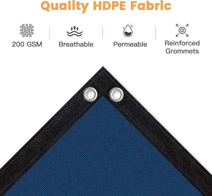 VICLLAX Shade Fabric Sun Shade Cloth with Every 2 FT Grommets for Patio Garden Pergola Cover Canopy 7x21 FT, Dark Blue