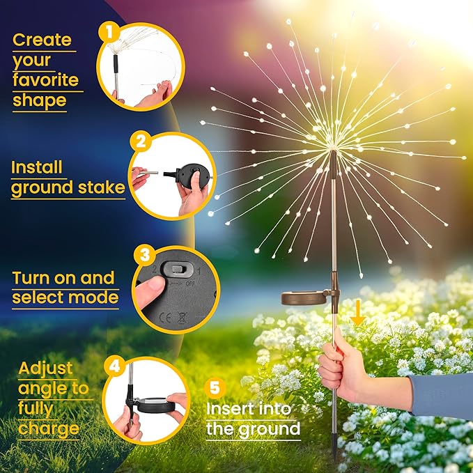 GIGALUMI Garden Outdoor Decor Lights 120LED 8Pack, Solar Garden Lights for Yard Outside Fairy Decorative,Solar Powered for Yard Pathway Flowerbed Planter Balcony Patio Decor（Multicolor）