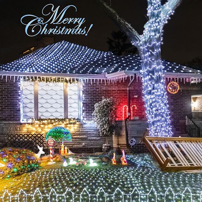 JMEXSUSS 360 LED Net Christmas Lights Outdoor Waterproof, Connectable 12ft x 5ft, 8 Modes with Remote