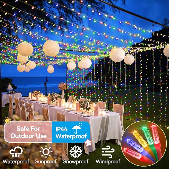 Heceltt 1140 LED 449 FT String Lights Outdoor, 8 Modes Christmas Lights Plug in, IP44 Waterproof Led String Lights with Timer and Memory for Xmas Yard Party Garden Decorations (Multicolor)