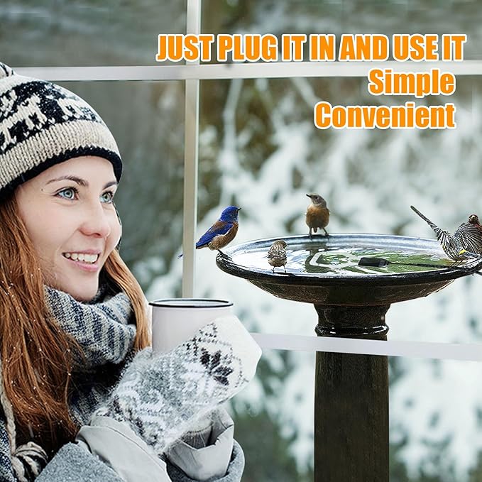 Kardeep 500W Bird Bath Heater, Cast Aluminum Submergible Stock Tank Heater De-icer Thermostatic Control Chicken Water Heater, Bird Bath Deicer for Winter Livestock