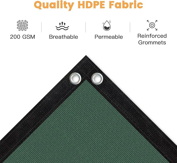 VICLLAX Shade Fabric Sun Shade Cloth with Every 2 FT Grommets for Patio Garden Pergola Cover Canopy 18x24 FT, Dark Green