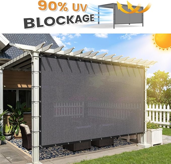 VICLLAX Shade Fabric Sun Shade Cloth with Every 2 FT Grommets for Patio Garden Pergola Cover Canopy 16x20 FT, Grey