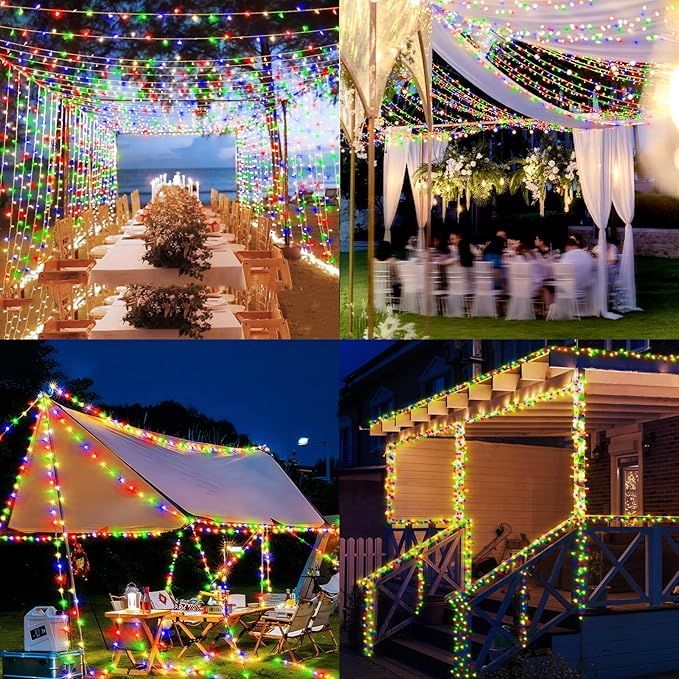 Heceltt 1140 LED 449 FT String Lights Outdoor, 8 Modes Christmas Lights Plug in, IP44 Waterproof Led String Lights with Timer and Memory for Xmas Yard Party Garden Decorations (Multicolor)