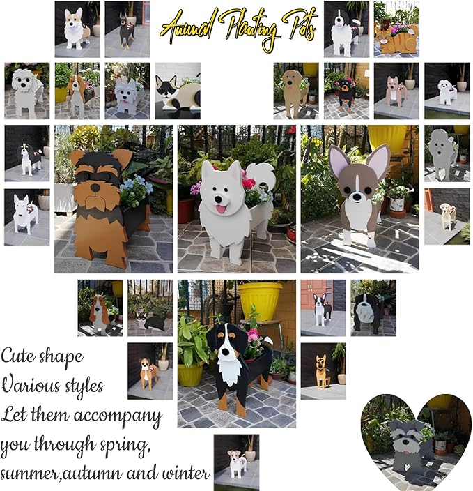 Brown Shih Tzu Dog Planter Plant Pots,Cute Garden Dog Flower Planter,Large Dog Planters Birthday Gifts for Women,Office,Indoor/Outdoor Decor（9.84 * 9.06 * 17in）