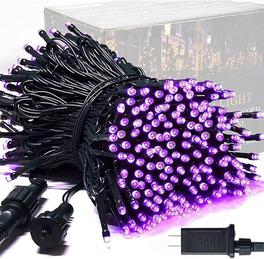 JMEXSUSS 250 LED Halloween String Lights, 91.5ft Purple Halloween Lights Outdoor Waterproof, 8 Lighting Modes Connectable Christmas Tree Lights for Yard Patio Party Holiday Decorations