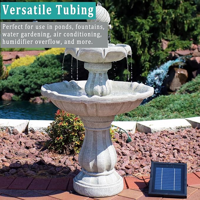 Black Vinyl Tubing 3/8” ID × 1/2” OD - 50 Feet PVC Flexible Plastic Tube Hybrid Hose, Transfer Water Air Oil for Pond Fountain Garden, Non-toxic and BPA free