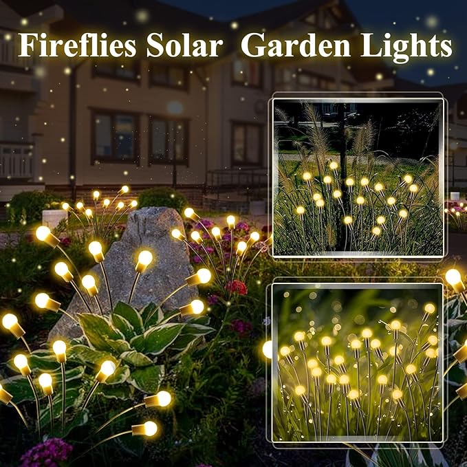 10-Pack Solar Outdoor Lights for Garden Decorations, 80 LED New Upgraded Solar Firefly Lights (Sway by Wind), Solar Lights Outdoor Waterproof for Outdoor Pathway Patio Yard Porch Decor (Warm White)