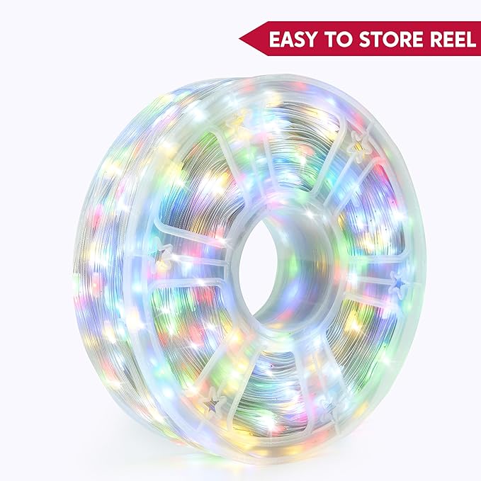Joiedomi 1200 LED Christmas Lights Outdoor,394 FT Multicolor Christmas Tree Lights with 8 Modes Timer, PVC Clear Wire String Lights with Reel for Indoor Outdoor Holiday Xmas Eve Night Decorations